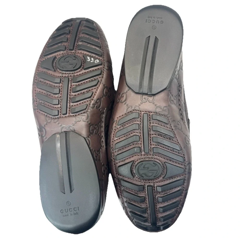 Gucci Guccissima Brown Leather Driving Loafers Men EU 64G Made‎ in Italy NEW